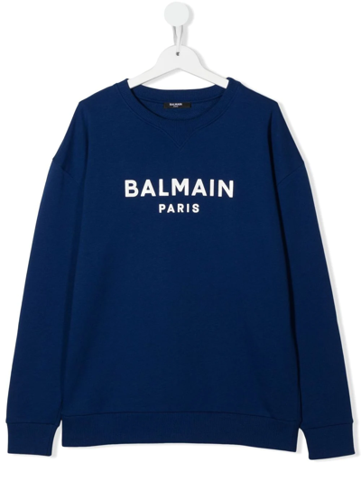 Balmain Kids' Logo-print Detail Sweatshirt In Blue