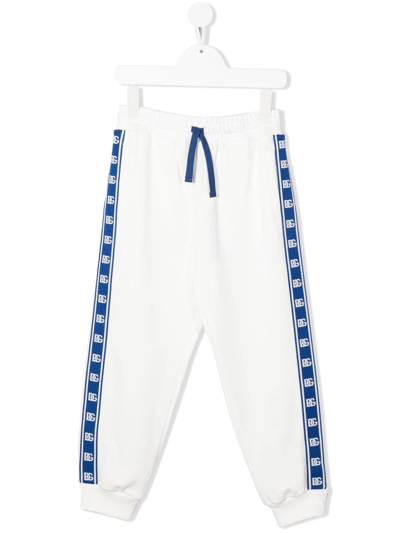Dolce & Gabbana Kids' Dg Logo-tape Track Trousers In Bianco