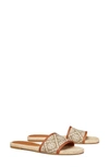 Tory Burch T Monogram Slide Sandal In Hazel T-monogram / Tan Cuoio