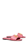 Tory Burch Eleanor Calfskin Medallion Flat Sandals In Bordeaux