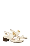 Tory Burch Eleanor Two-band Medallion Slingback Sandals In New Ivory
