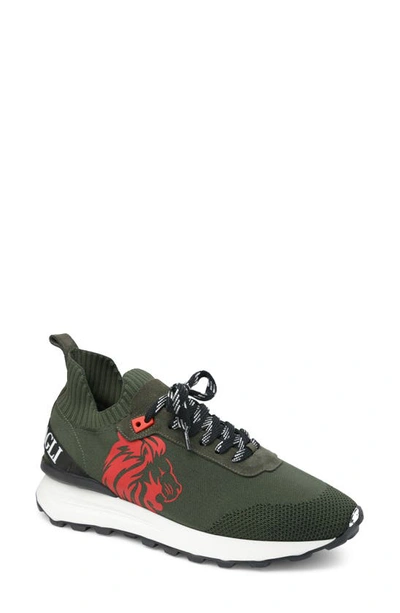 Bruno Magli Men's Dion Stretch-knit Logo Sneakers In Military-inspired Green