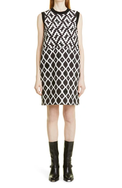 Max Mara Bilma Crystal Embellished Geometric-print Mini Dress In Nero
