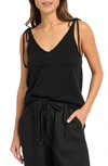 Splendid Adalynn Tie Shoulder Sweater Tank In Black