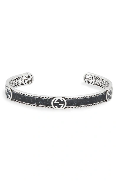 Gucci Bracelet With Interlocking G In Silver,black