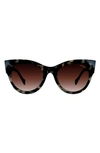 Velvet Eyewear Chelsea 55mm Gradient Cat Eye Sunglasses In Grey Tortoise