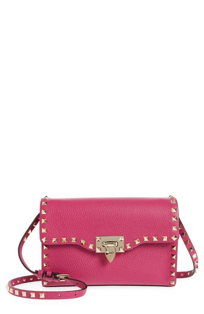 Valentino Garavani Small Rockstud Leather Shoulder Bag In Rose Violet