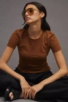 Rag & Bone Gemma Jacquard Leopard Printed Short Sleeve Top In Brown
