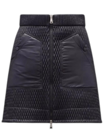 Moncler Quilted A-line Miniskirt In Nero