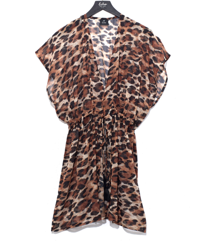 Echo Leopard Breezy Beach Mini Dress Swim Cover-up In Natural