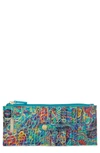 Brahmin Muse Melbourne Croc Embossed Leather Card Wallet In Blueammolite