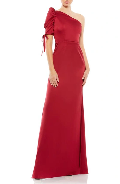 Mac Duggal One-shoulder Trumpet Gown In Deep Red