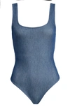 Naked Wardrobe Stretch Denim Tank Bodysuit