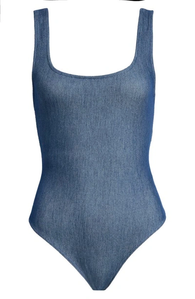 Naked Wardrobe Stretch Denim Tank Bodysuit
