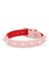 Christian Louboutin Loubilink Studded Leather Bracelet In Rosy Rosy