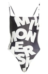 Simon Miller Linkky One-piece Swimsuit In White Logo Scramble