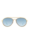 Velvet Eyewear Jesse 55mm Aviator Sunglasses In Gold/blue
