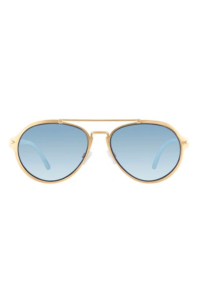 Velvet Eyewear Jesse 55mm Aviator Sunglasses In Gold/blue