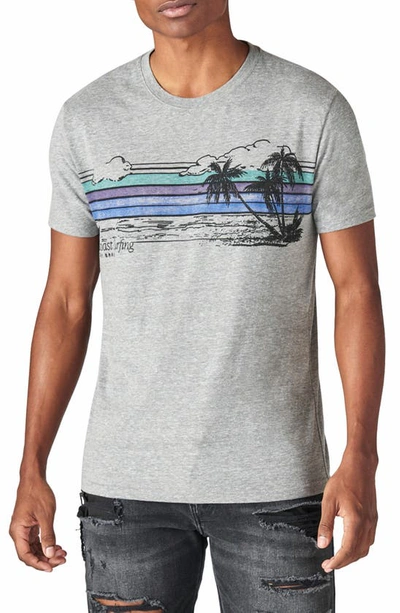 Lucky Brand Tropical Stripe Burnout Graphic Tee In Green