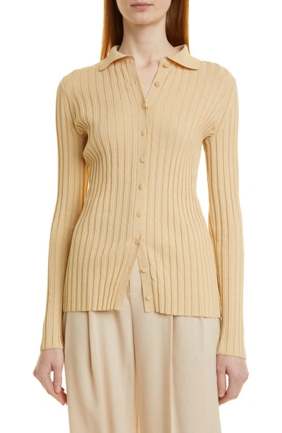 Vince Collar Rib Sweater In Milk Honey