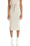 The Range Alloy Rib Drawcord Midi Skirt In Limestone