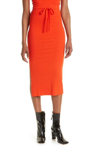 The Range Ribbed Midi Skirt In Red