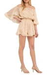 Endless Rose Off The Shoulder Chiffon Romper In Brown