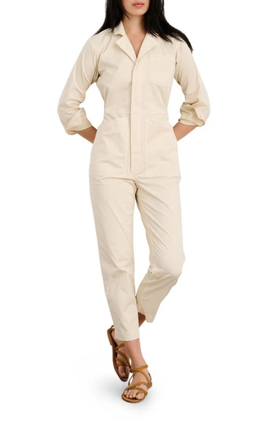 Alex Mill Standard Long Sleeve Stretch Cotton Twill Jumpsuit In Oatmilk