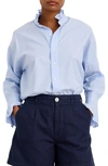 Alex Mill Ruffle Detail Cotton Button-up Shirt In Light Blue