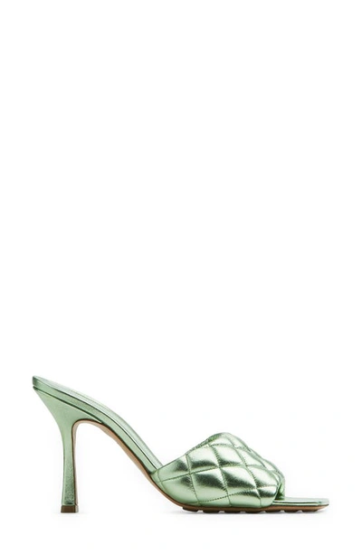 Bottega Veneta Padded Metallic Slide Sandal In Green