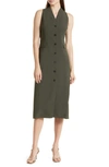 M.m.lafleur The Cassandra Front Button Origamitech Dress In Olive