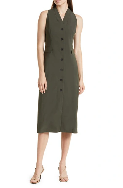 M.m.lafleur The Cassandra Front Button Origamitech Dress In Olive