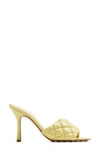 Bottega Veneta Womens Green Padded Quilted-leather Heeled Mules 5.5 In Lemonade