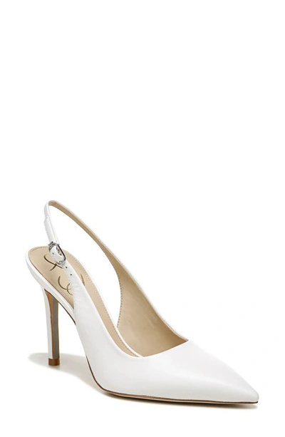 Sam Edelman Women's Bianka Pointed Toe Slingback Kitten Heel Pumps In Bright White