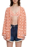 Maje Mathiou Patch-style Crochet Cardi-coat In Orange