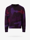 Valentino Camouflage Jacquard Cotton & Virgin Wool Sweater In Purple