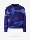 Valentino Pullover Made Of Pure Virgin Wool With A Camouflage Pattern In Blue