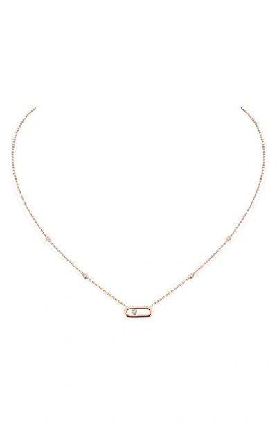 Messika Move Uno 18ct Rose-gold And 0.10ct Diamond Necklace In Rose Gold
