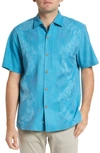 Tommy Bahama Bali Border Floral Jacquard Short Sleeve Silk Button-up Shirt In Tropical T