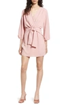 Fraiche By J Long Sleeve Tie Front Dress In Rose