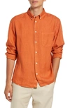 Billy Reid Tuscumbia Standard Fit Linen Button-down Shirt In Orange