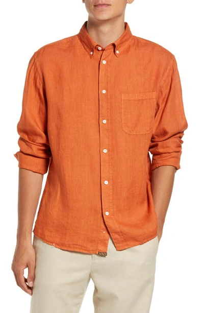 Billy Reid Tuscumbia Standard Fit Linen Button-down Shirt In Orange