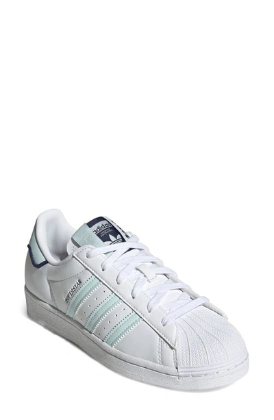 Adidas Originals Superstar Sneaker In White/ Blue/ Night Sky