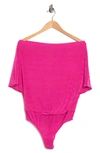 Alexia Admor One-shoulder Draped Satin Bodysuit In Pink
