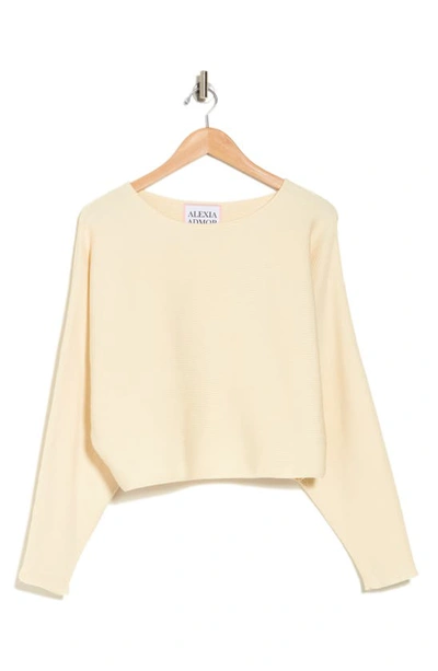 Alexia Admor Ribbed Knit Dolman Sleeve Top In Ivory
