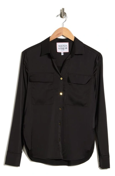 Alexia Admor Long Sleeve Button-up Shirt In Black