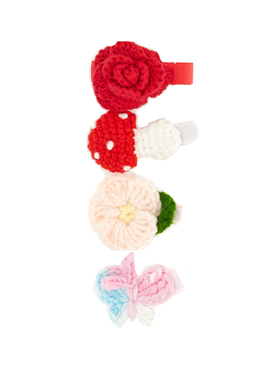 Monnalisa Crochet Hair Clips In Multicolor