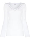 Brunello Cucinelli White V-neck Pullover With Beads Detailing In Stretch Cotton Woman Brunello Cucin In C159 White