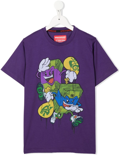 Sprayground Kid Kids' Graphic Print Cotton T-shirt In Purple