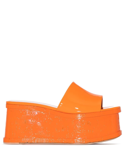 Haus Of Honey Orange Lacquer Doll 25 Patent Leather Platform Sandals